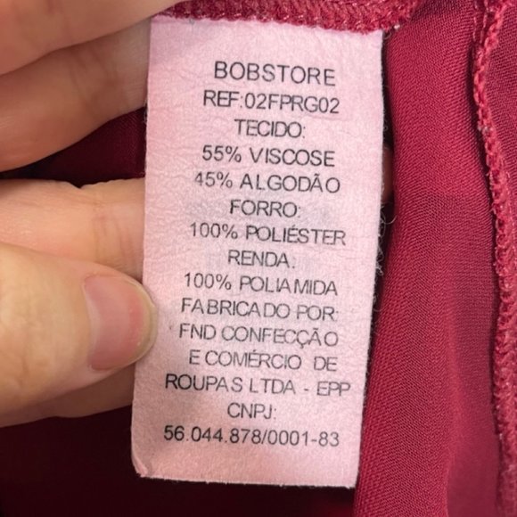 BOBSTORE | Red Spaghetti Strap Camisole with Black Lace Trim | Size PS - Picture 7 of 11